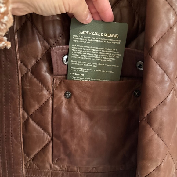 Vintage New Without Tags Eddie Bauer Lambswool Leather Jacket - Picture 6 of 12